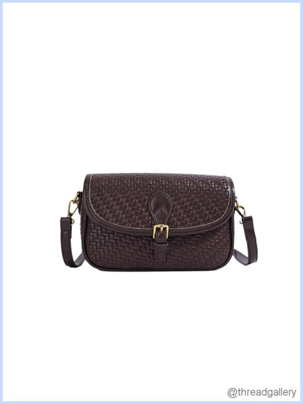 Vintage Woven Pattern Saddle Crossbody Bag Flap Purse Retro Shoulder Handbag